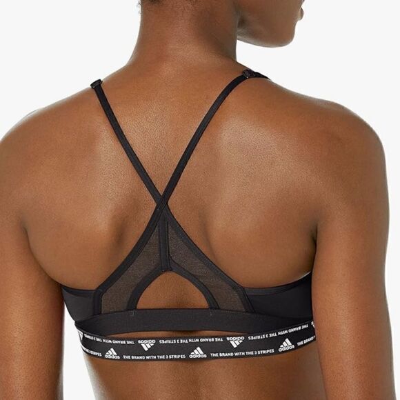 Adidas Womens Light Support 3 Stripe Sports Bra Size  Color Black/ White, bra - Picture 4 of 12
